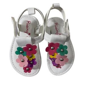 Rising Star Infant Girls Summer Sandals 9-12 Months White Floral Appliques